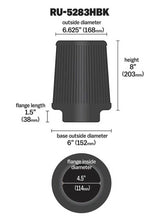Load image into Gallery viewer, K&N Universal Rubber Filter-Round Tapered 4.5in Flange ID x 8in Base OD x 6.625in Top OD x 8in H