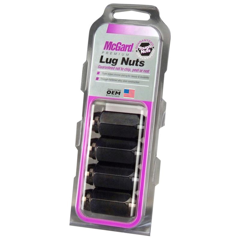 McGard Hex Lug Nut (Cone Seat) M14X1.5 / 22mm Hex / 1.635in. Length (4-Pack) - Black - Corvette Realm