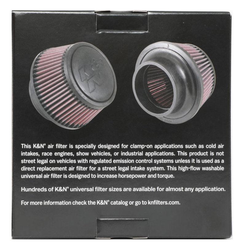 K&N Universal Round Clamp-On Air Filter 3in Flange ID x 6in Base OD x 4.625in Top OD x 3in Height - Corvette Realm