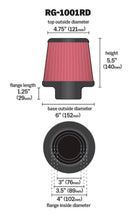 Load image into Gallery viewer, K&N Universal Air Filter Chrome Round Tapered Red - 4in Flange ID x 1.125in Flange Length x 5.5in H - Corvette Realm