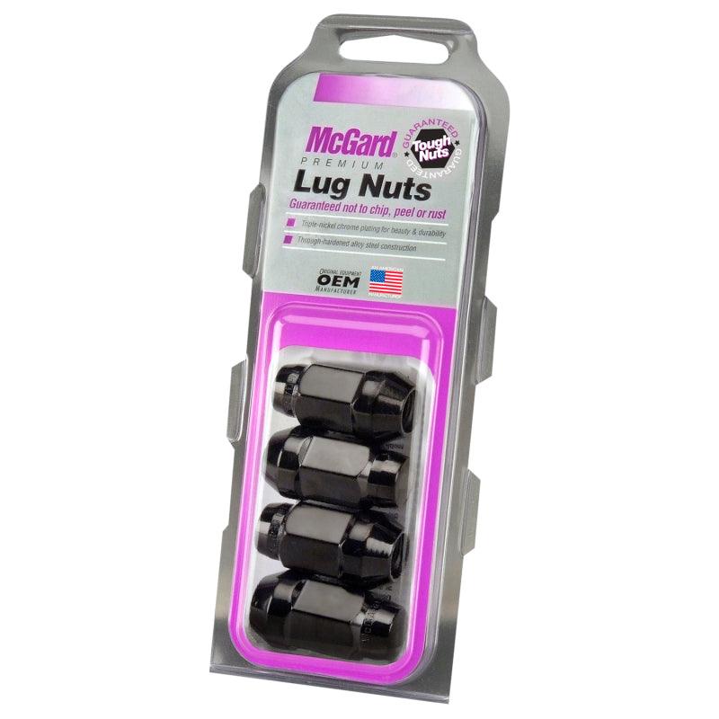 McGard Hex Lug Nut (Cone Seat Bulge Style) M14X1.5 / 22mm Hex / 1.635in. Length (4-Pack) - Black - Corvette Realm