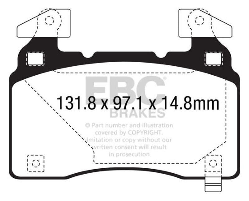 EBC 14+ Cadillac CTS Vsport 3.6 Twin Turbo Redstuff Front Brake Pads - Corvette Realm