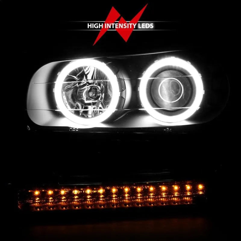 ANZO 2002-2009 Chevrolet Trailblazer Projector Headlights w/ Halo Black - Corvette Realm