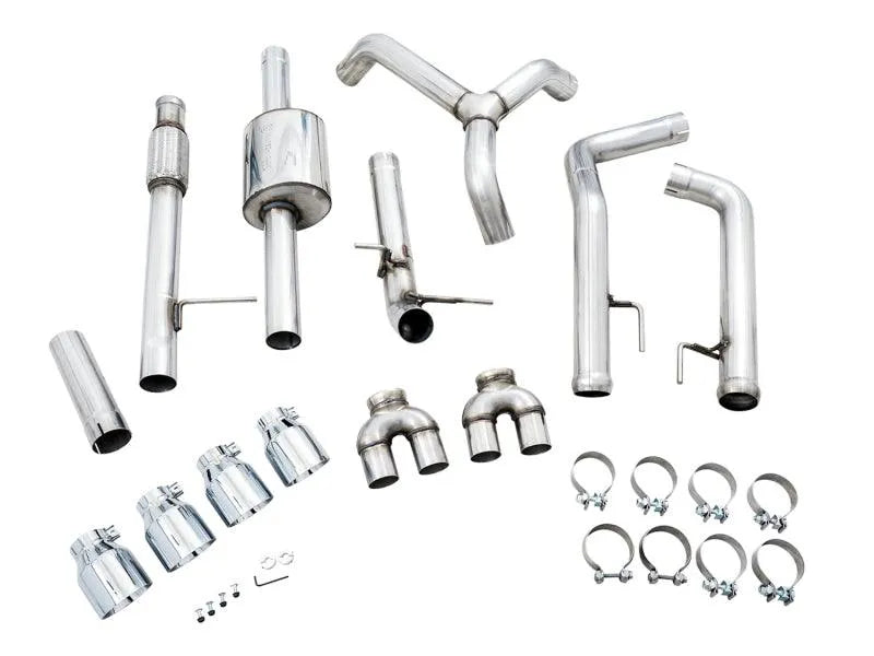 AWE Tuning 4th Gen GM 1500 5.3L 0FG Catback Split Rear Exit (w/ Bumper Cutouts) - Quad Chrome Tips - Corvette Realm