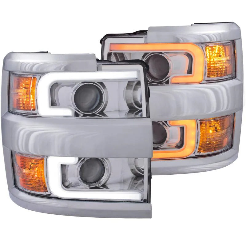 ANZO Projector Headlights 15-17 Chevrolet Silverado 2500HD / 3500HD Chrome w/ Chrome Rim - Corvette Realm