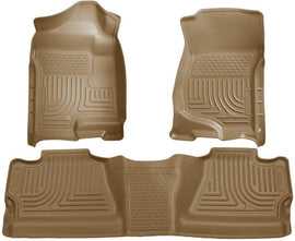 Husky Liners 07-12 Chevy Silverado/GMC Sierra Crew Cab WeatherBeater Combo Tan Floor Liners - Corvette Realm