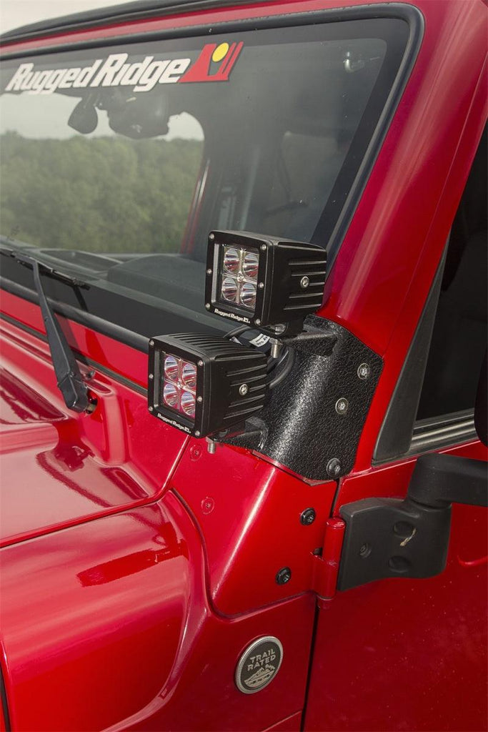 Rugged Ridge 97-06 Jeep Wrangler TJ Textured Black Dual A-Pillar Light Mount - Corvette Realm