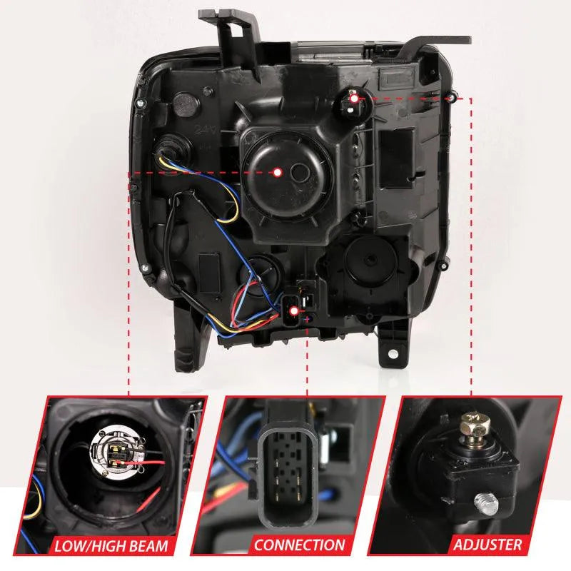 ANZO 2014-2015 Gmc Sierra 1500HD Projector Plank Style Headlight Black W/ Drl - Corvette Realm
