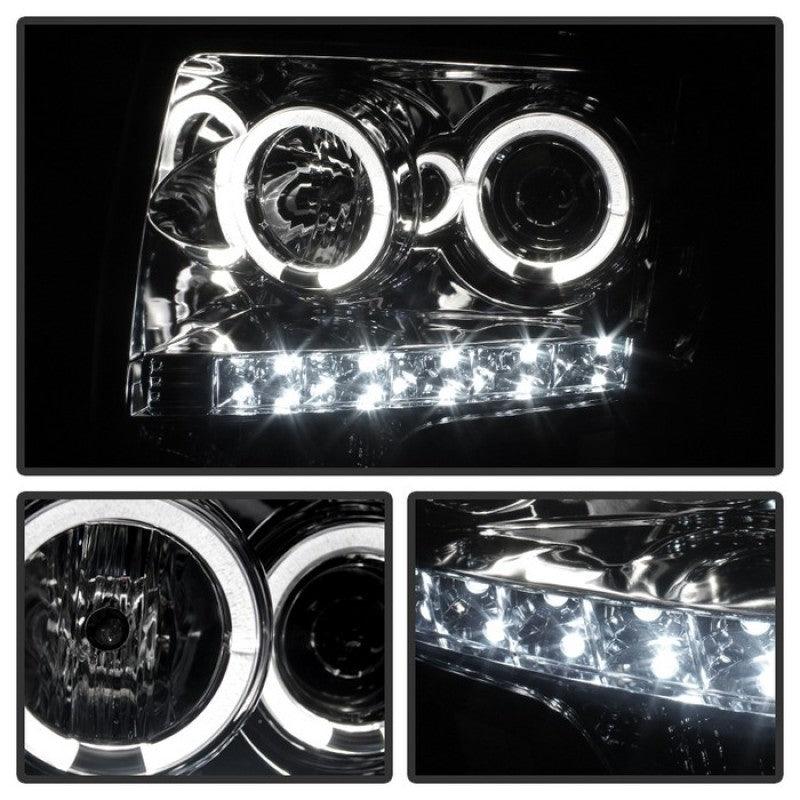 Spyder Ford F150 09-14 Projector Headlights Halogen Model- LED Halo LED Smke PRO-YD-FF15009-HL-SM - Corvette Realm