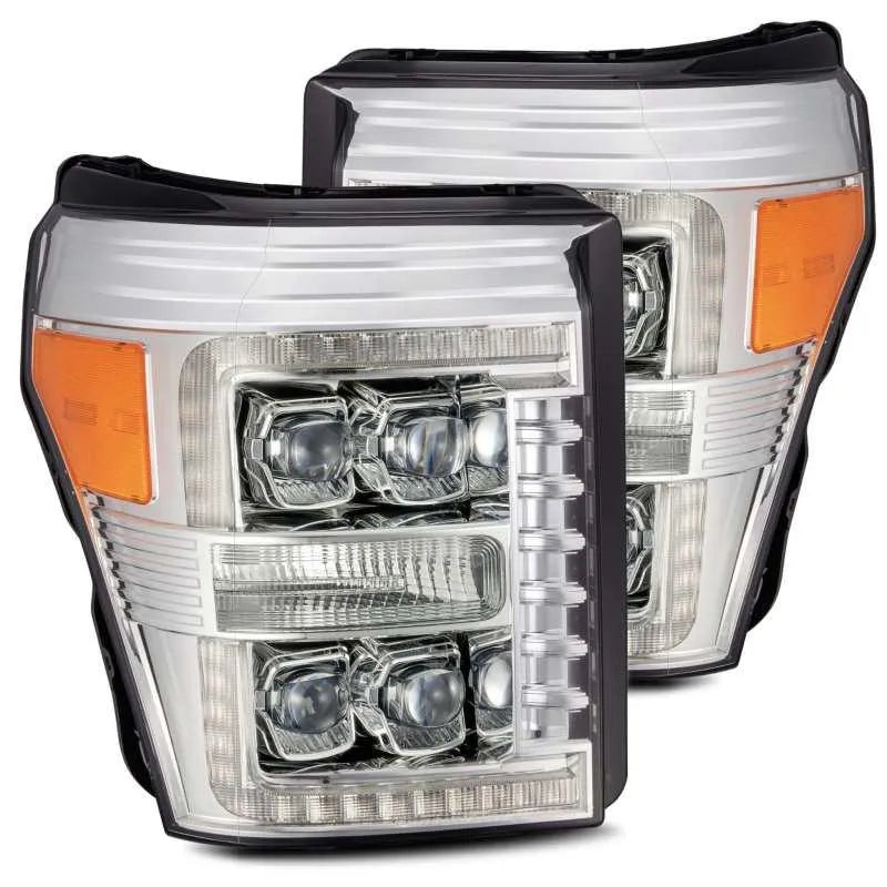 AlphaRex 11-16 Ford F-350 SD NOVA LED Proj Headlights Plank Style Chrm w/Activ Light/Seq Signal - Corvette Realm