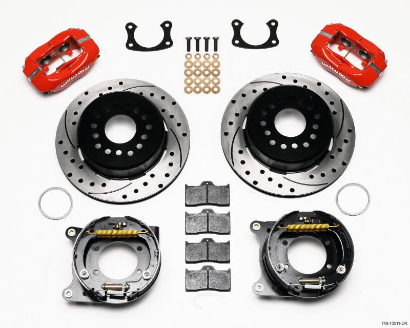 Wilwood Forged Dynalite P/S Park Brake Kit Drilled Red BOP Axle 2.75in Bearing 2.75 Offset - Corvette Realm