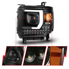 Load image into Gallery viewer, ANZO 2014-2015 Gmc Sierra 1500HD Projector Plank Style Headlight Black W/ Drl - Corvette Realm