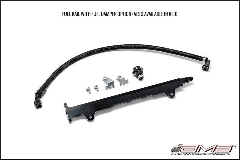 AMS Performance 08-15 Mitsubishi EVO X CNC Machined Aluminum Fuel Rail w/Pulsation Dampener - Black - Corvette Realm