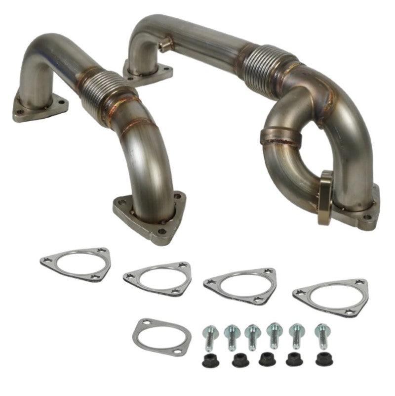 BD Diesel 08-10 Ford F-250/F-350/F-450/F-550 Powerstroke 6.4L Up Pipes Kit w/Manifold Set - Corvette Realm