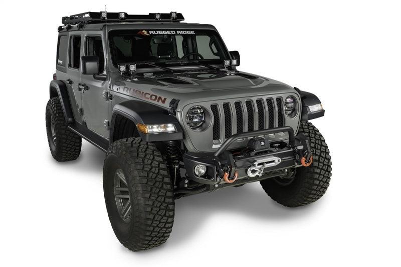 Rugged Ridge Arcus Front Bumper Tube Overrider Black 18-20 Jeep Wrangler JL - Corvette Realm