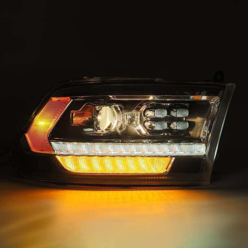 AlphaRex 09-18 Dodge Ram 2500 LUXX LED Proj Headlights Plank Style Black w/Activ Light/DRL - Corvette Realm