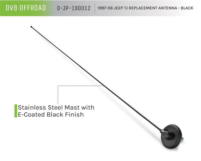 DV8 Offroad 1997-06 Jeep TJ Replacement Antenna Black - Corvette Realm