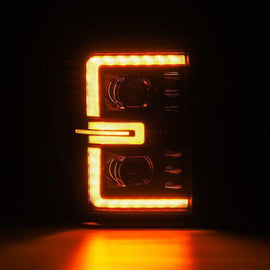 AlphaRex 08-10 Ford F250-550 LUXX-Series LED Projector Headlights Black w/Activ Light/Seq Signal - Corvette Realm