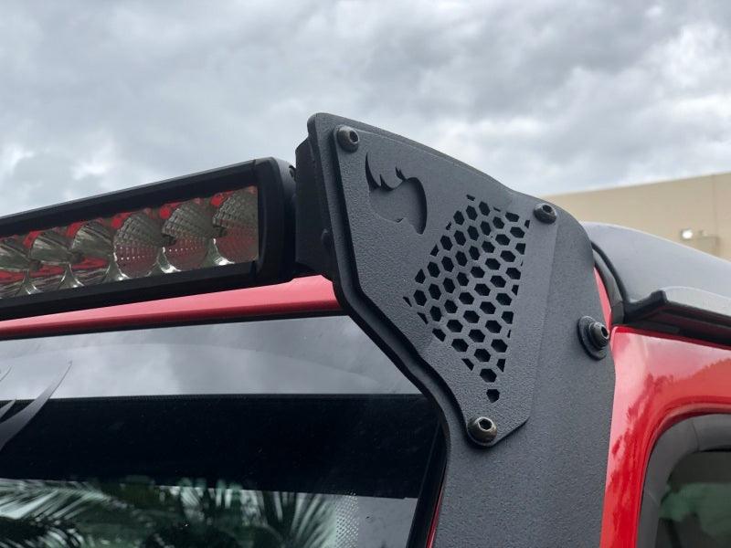 Go Rhino 18-20 Jeep Wrangler JL/JLU/Gladiator JT XE Windshield Light Bar Mount - 50in Single Row - Corvette Realm