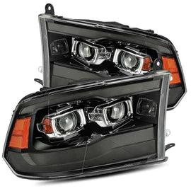 AlphaRex 09-18 Ram 1500HD LUXX Proj Headlight Plnk Style Jet Blk w/Activ Light/Seq Signal/Smoked DRL - Corvette Realm
