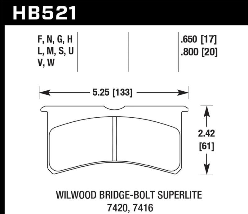 Hawk Wilwood BB SL 7421 HPS 5.0 Brake Pads - Corvette Realm