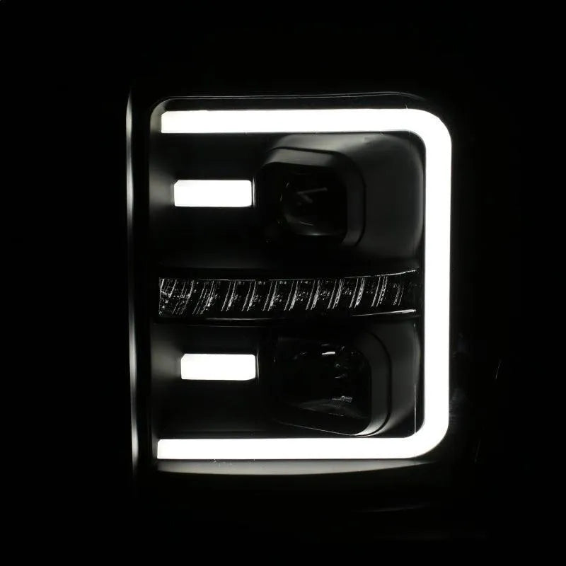 ANZO 2011-2016 Ford F250 Projector Headlights w/ Plank Style Switchback Black w/ Amber - Corvette Realm