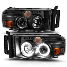 Load image into Gallery viewer, ANZO 2002-2005 Dodge Ram 1500 Projector Headlights w/ Halo Black Clear Amber - Corvette Realm