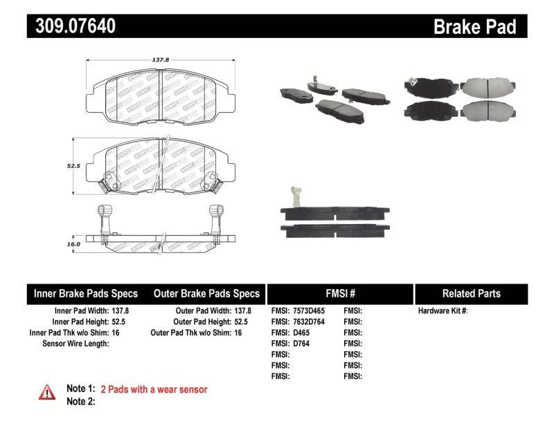 StopTech Performance 98-02 Honda Accord Coupe/Sedan 4cyl Rear Drum/Disc Front Brake Pads - Corvette Realm
