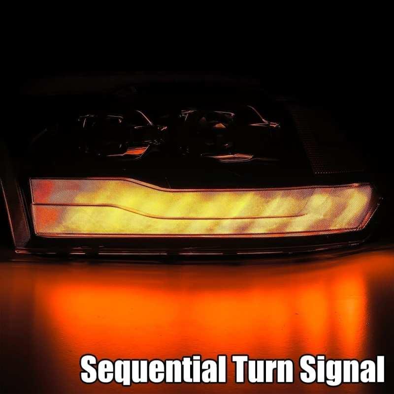 AlphaRex 09-18 Dodge Ram 1500 PRO-Series Projector Headlights Plank Style Alpha Blk w/Seq Signal/DRL - Corvette Realm