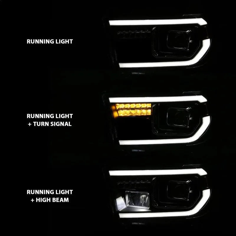ANZO 2007-2014 Toyota Tundra Projector Light Bar H.L Black Amber(Led High Beam) (Halogen Version) - Corvette Realm
