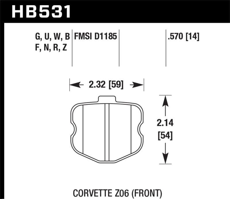 Hawk 06-10 Chevy Corvette (OEM Pad Design) Front Ceramic Sreet Brake Pads - Corvette Realm