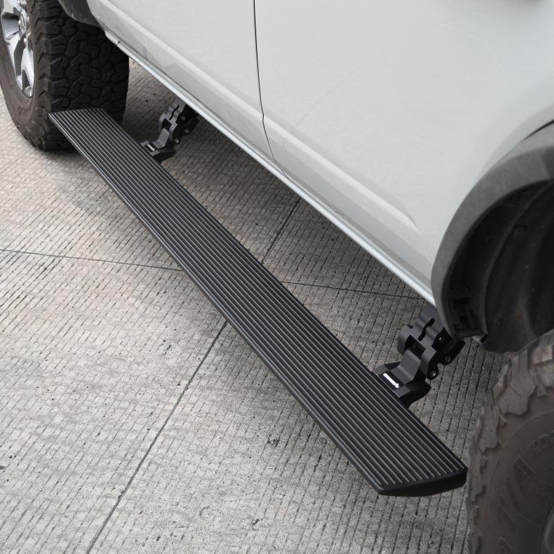 Go Rhino 21-23 Ford Bronco 4dr E-BOARD E1 Electric Running Board Kit (No Drill) - Tex. Blk - Corvette Realm