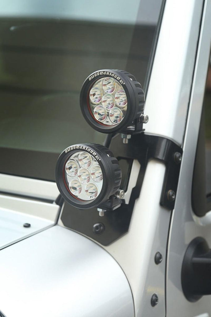 Rugged Ridge 07-18 Jeep Wrangler JK Semi-Gloss Black A Pillar Light Mount - Corvette Realm