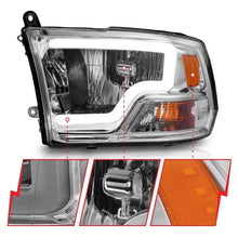 Load image into Gallery viewer, ANZO 2009-2018 Dodge Ram 1500/ 2500/ 3500 Crystal Headlights w/ Light Bar Chrome Housing - Corvette Realm