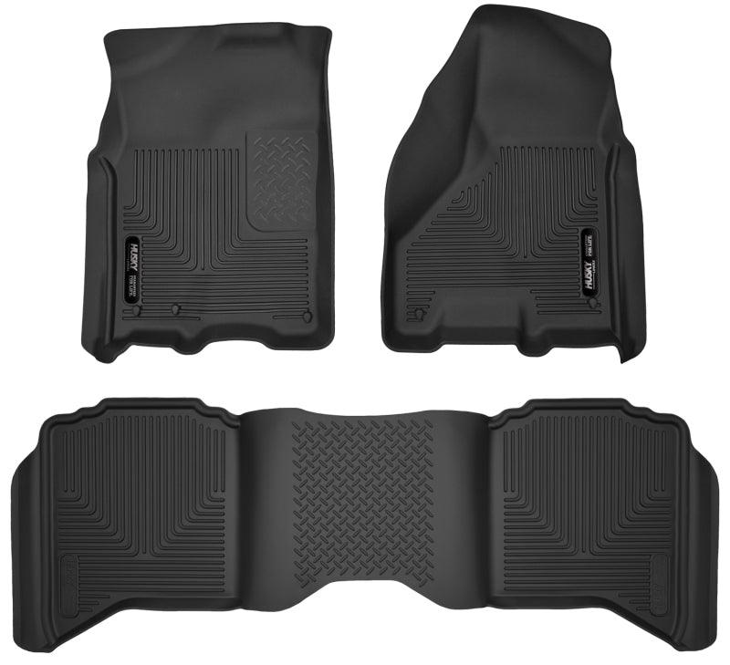 Husky Liners 09-18 Dodge Ram 1500 Crew Cab X-Act Contour Front & Second Seat Floor Liners - Black - Corvette Realm