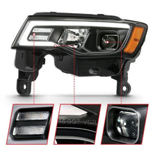 Load image into Gallery viewer, ANZO 2017-2018 Jeep Grand Cherokee Projector Headlights w/ Plank Style Switchback - Black w/ Amber - Corvette Realm