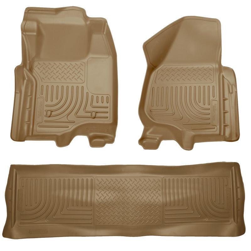 Husky Liners 11-12 Ford SD Crew Cab WeatherBeater Combo Tan Floor Liners (w/o Manual Trans Case) - Corvette Realm