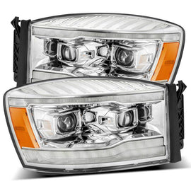 AlphaRex 06-08 Dodge Ram 1500HD LUXX LED Projector Headlights Plank Style Chrome w/Seq Signal/DRL - Corvette Realm