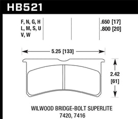 Hawk Wilwood BB SL 7421 HPS 5.0 Brake Pads - Corvette Realm