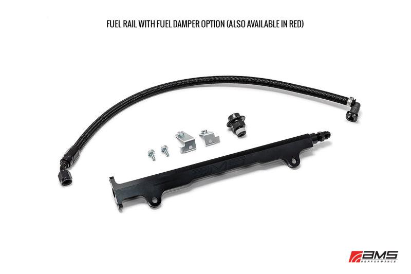 AMS Performance 08-15 Mitsubishi EVO X CNC Machined Aluminum Fuel Rail w/Pulsation Dampener - Black - Corvette Realm