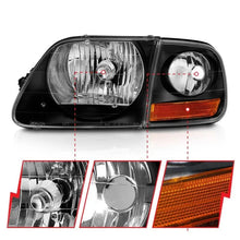 Load image into Gallery viewer, ANZO 1997-2003 Ford F150 Crystal Headlight Black w/ Parking Light - Corvette Realm