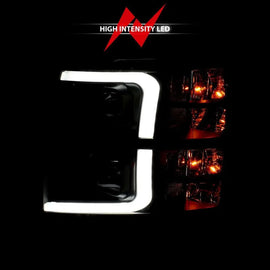 ANZO 07-13 Chevrolet Silverado 3500 Projector Headlights - Black Amber - Corvette Realm