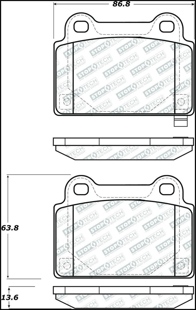 StopTech 08-15 Mitsubishi Evo X Street Performance Rear Brake Pads - Corvette Realm