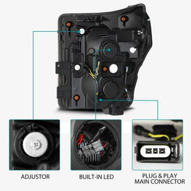 AlphaRex 11-16 Ford F-350 SD LUXX LED Proj Headlights Plank Style Alpha Blk w/Activ Light/Seq Signal - Corvette Realm