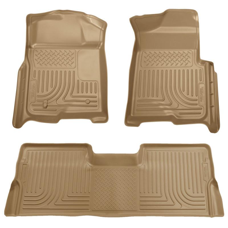 Husky Liners 08-10 Ford SD Crew Cab WeatherBeater Combo Tan Floor Liners (w/o Manual Trans Case) - Corvette Realm