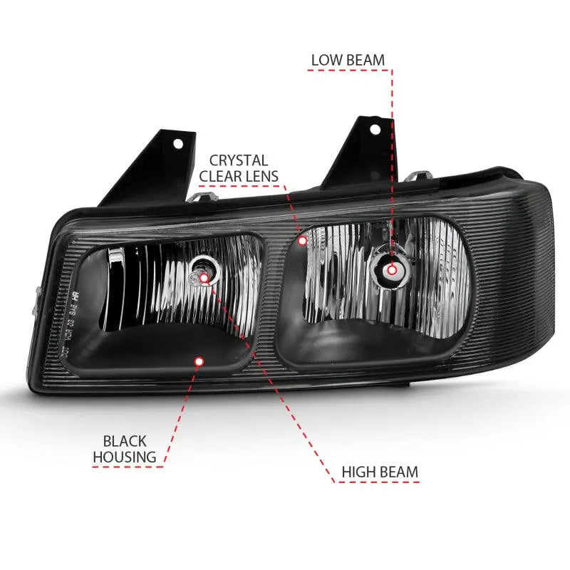 ANZO 2003-2017 Chevy Express Crystal Headlight Black - Corvette Realm