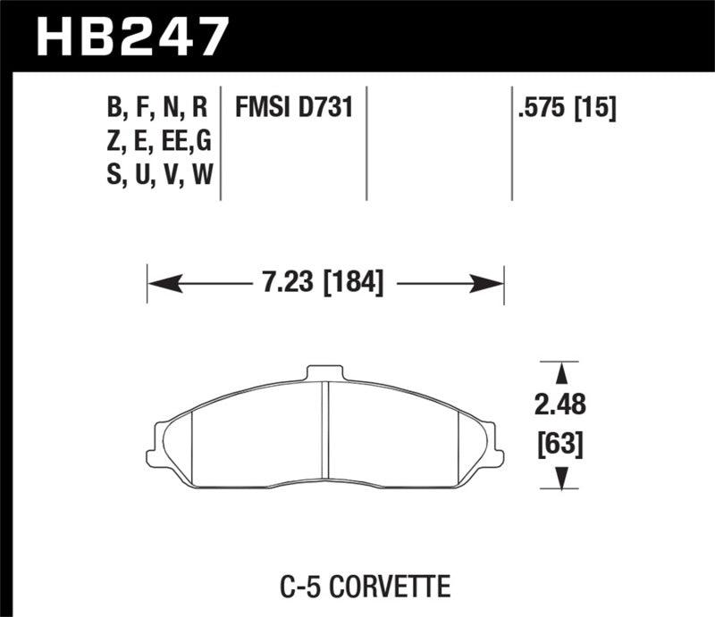 Hawk 04-09 Cadillac XLR / 01-04 Corvette Z06/ 05-06 Pontiac GTO DTC-60 Race Front Brake Pads - Corvette Realm