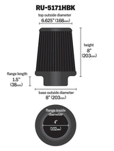 Load image into Gallery viewer, K&amp;N Universal Rubber Filter-Round Tapered 4in Flange ID x 8in Base OD x 6.625in Top OD x 8in H