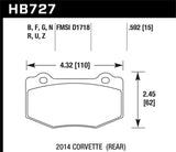 Hawk 14-15 Chevrolet Corvette Stingray Z51 (w/ J55 Brake Package) HP+ Street Rear Brake Pads