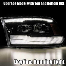 Load image into Gallery viewer, AlphaRex 09-18 Dodge Ram 1500HD LUXX LED Proj Headlights Plnk Style Blk w/Activ Light/Seq Signal/DRL - Corvette Realm